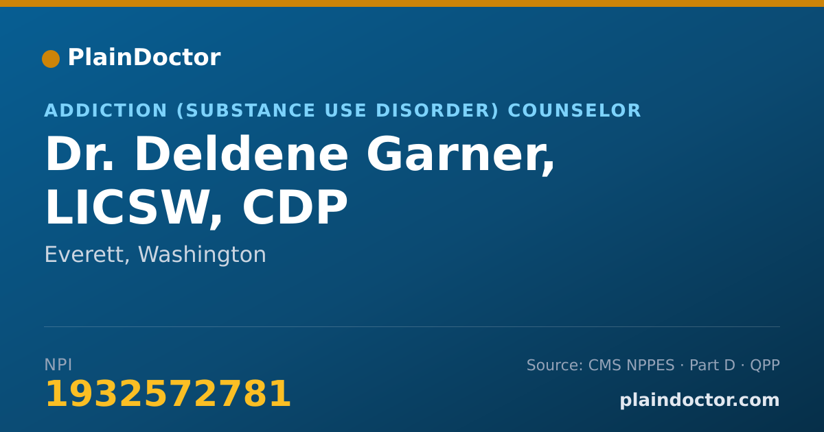 Shareable card for Deldene Garner, LICSW, CDP - Addiction (Substance Use Disorder) Counselor, Everett, WA