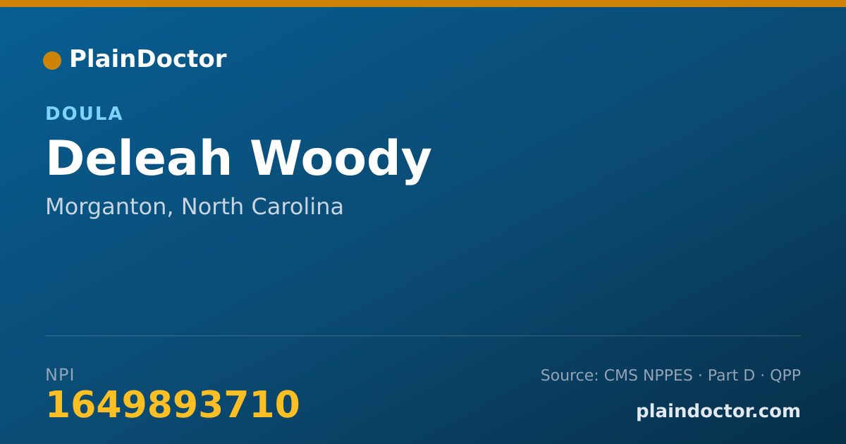 Shareable card for Deleah Woody - Doula, Morganton, NC