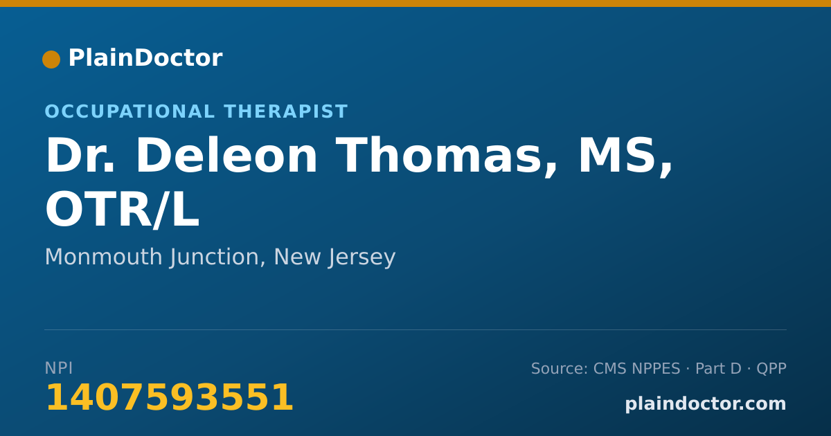 Shareable card for Deleon Thomas, MS, OTR/L - Occupational Therapist, Monmouth Junction, NJ