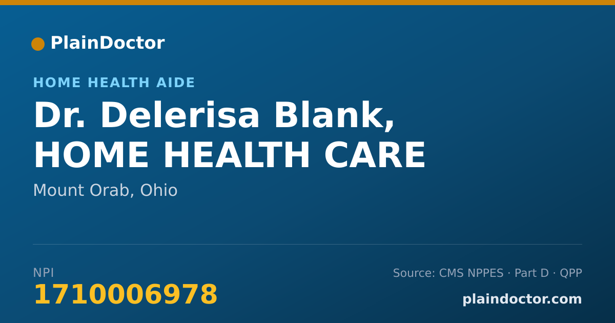 Shareable card for Delerisa Blank, HOME HEALTH CARE - Home Health Aide, Mount Orab, OH