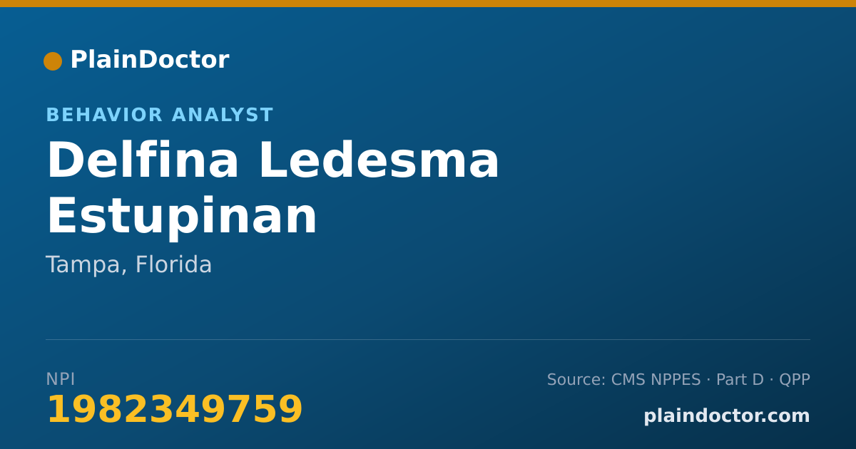 Shareable card for Delfina Ledesma Estupinan - Behavior Analyst, Tampa, FL