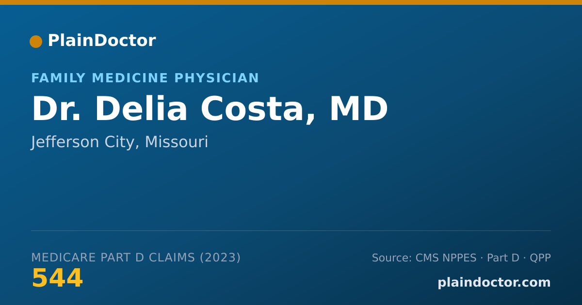 Shareable card for Delia Costa, MD - Family Medicine Physician, Jefferson City, MO