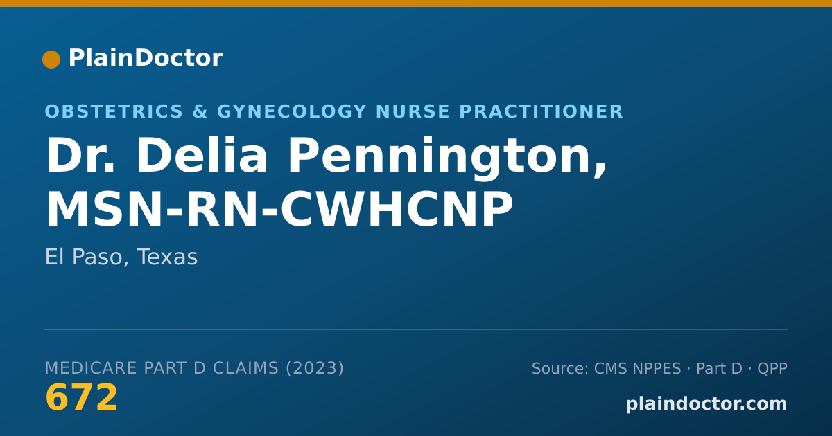 Shareable card for Delia Pennington, MSN-RN-CWHCNP - Obstetrics & Gynecology Nurse Practitioner, El Paso, TX