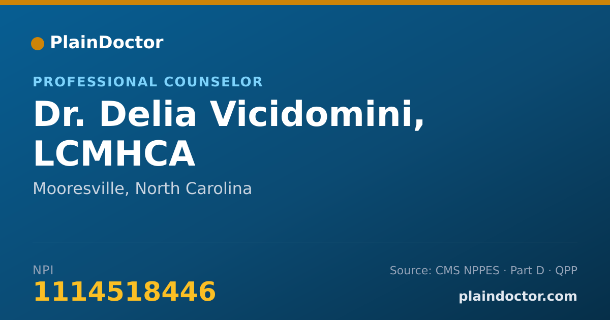 Shareable card for Delia Vicidomini, LCMHCA - Professional Counselor, Mooresville, NC