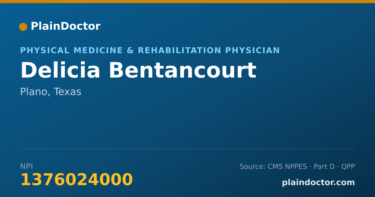 Shareable card for Delicia Bentancourt - Physical Medicine & Rehabilitation Physician, Plano, TX
