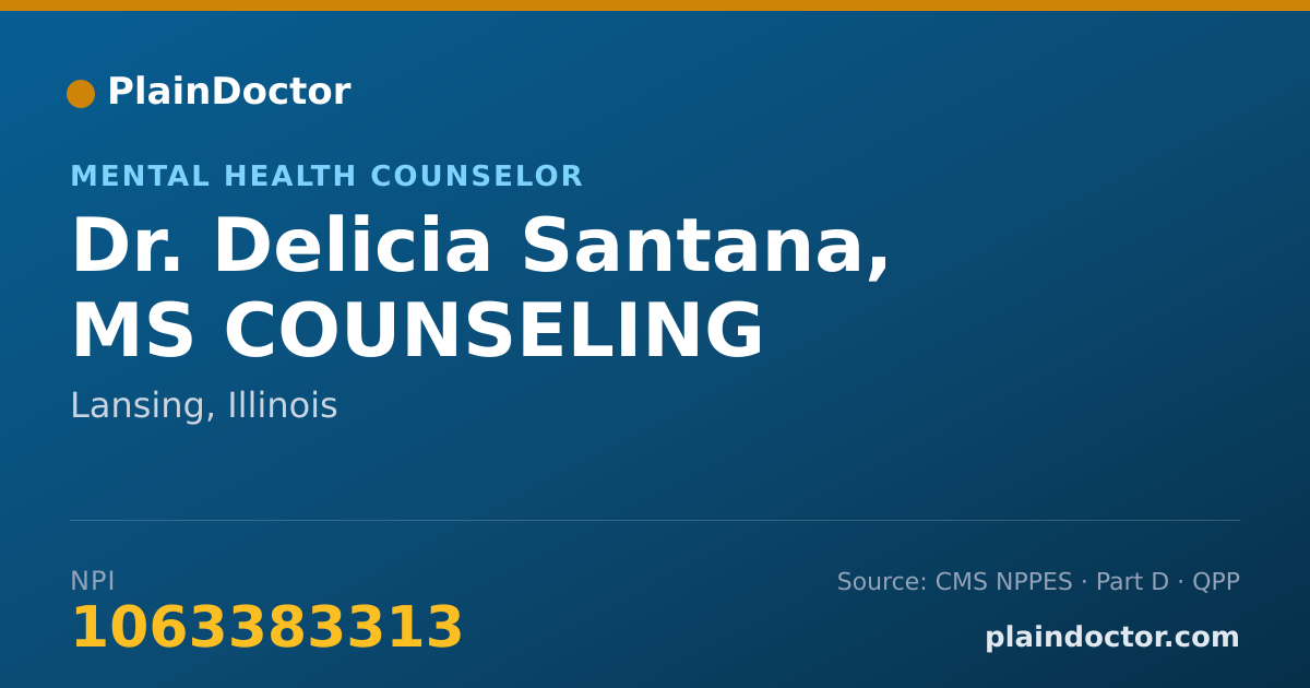 Shareable card for Delicia Santana, MS COUNSELING - Mental Health Counselor, Lansing, IL