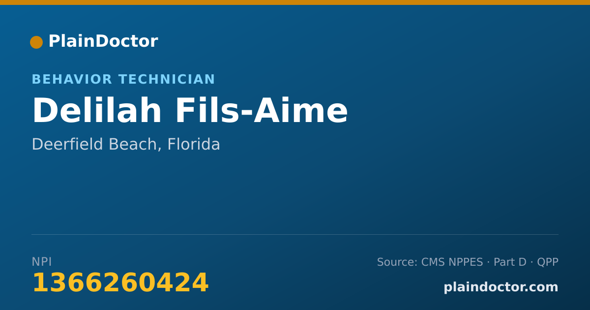 Shareable card for Delilah Fils-Aime - Behavior Technician, Deerfield Beach, FL
