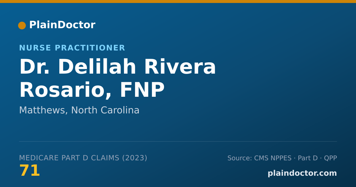 Shareable card for Delilah Rivera Rosario, FNP - Nurse Practitioner, Matthews, NC