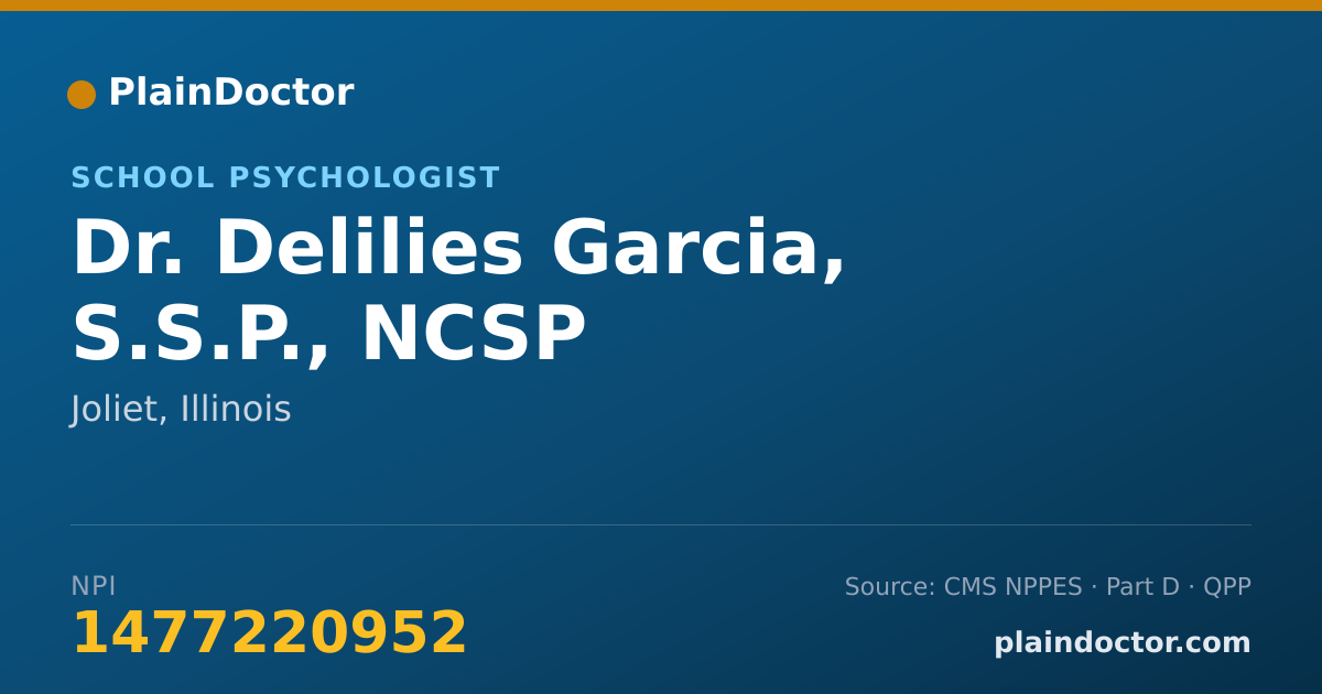 Shareable card for Delilies Garcia, S.S.P., NCSP - School Psychologist, Joliet, IL