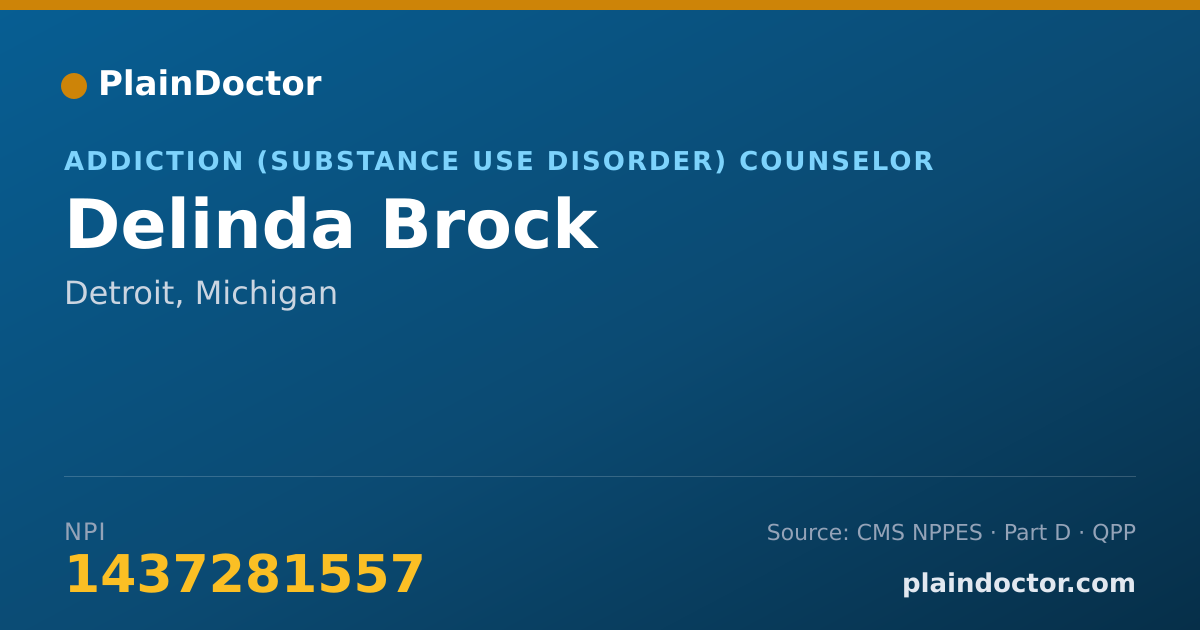 Shareable card for Delinda Brock - Addiction (Substance Use Disorder) Counselor, Detroit, MI