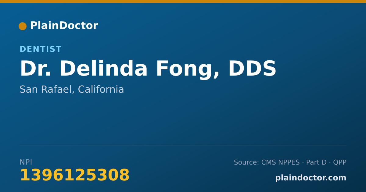 Shareable card for Delinda Fong, DDS - Dentist, San Rafael, CA