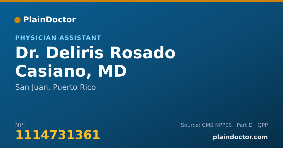 Shareable card for Deliris Rosado Casiano, MD - Physician Assistant, San Juan, PR