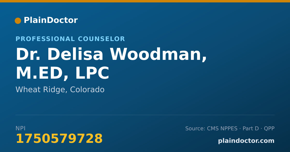 Shareable card for Delisa Woodman, M.ED, LPC - Professional Counselor, Wheat Ridge, CO