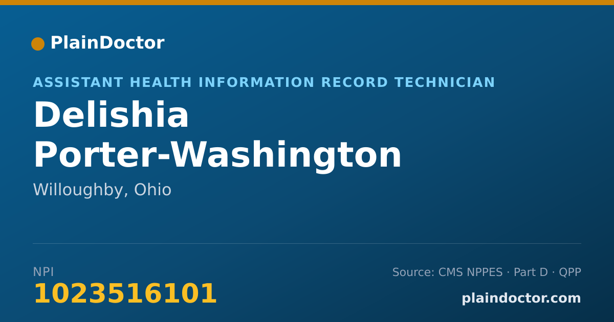 Shareable card for Delishia Porter-Washington - Assistant Health Information Record Technician, Willoughby, OH