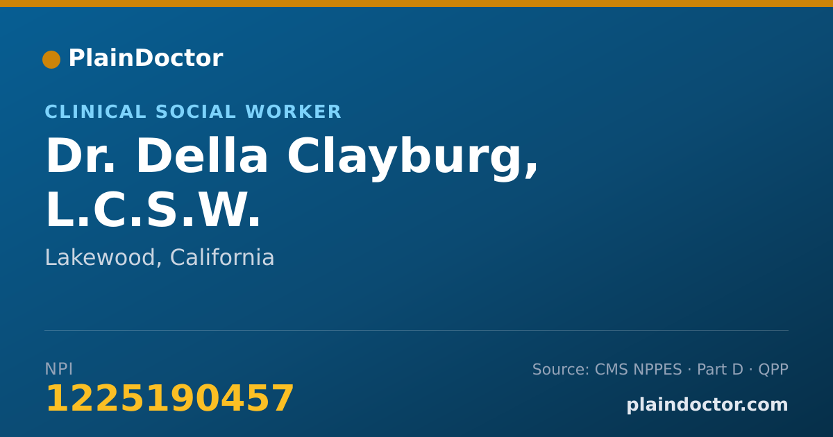 Shareable card for Della Clayburg, L.C.S.W. - Clinical Social Worker, Lakewood, CA