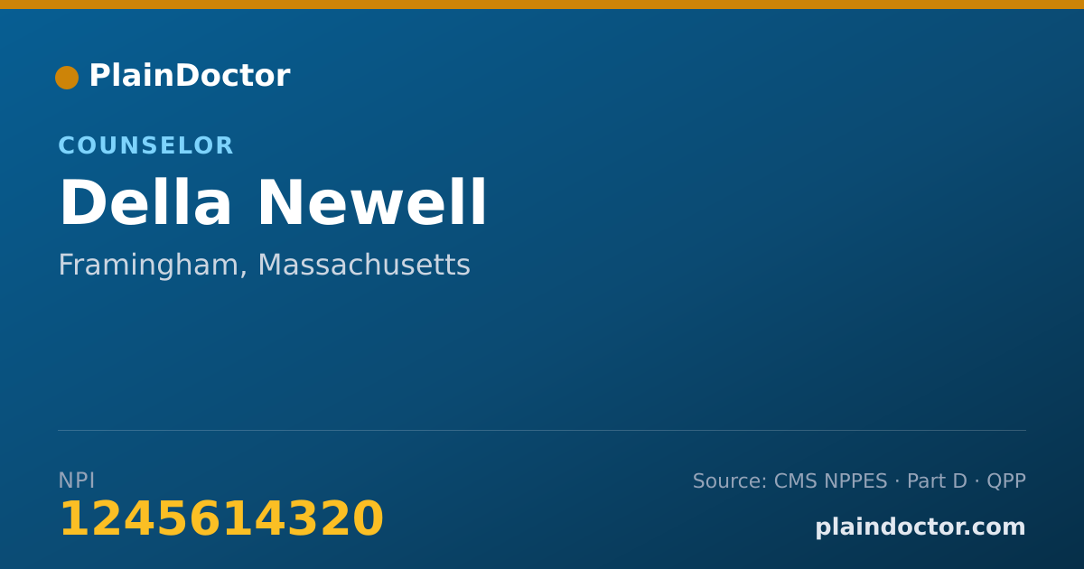Shareable card for Della Newell - Counselor, Framingham, MA
