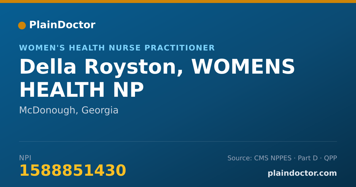 Shareable card for Della Royston, WOMENS HEALTH NP - Women's Health Nurse Practitioner, McDonough, GA