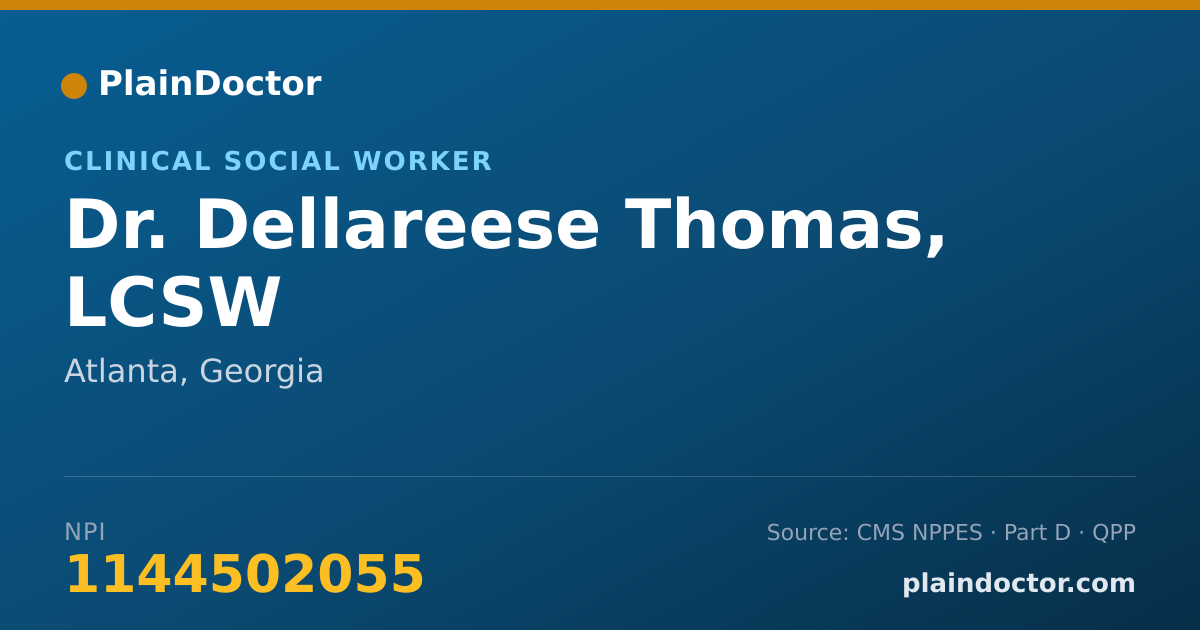 Shareable card for Dellareese Thomas, LCSW - Clinical Social Worker, Atlanta, GA