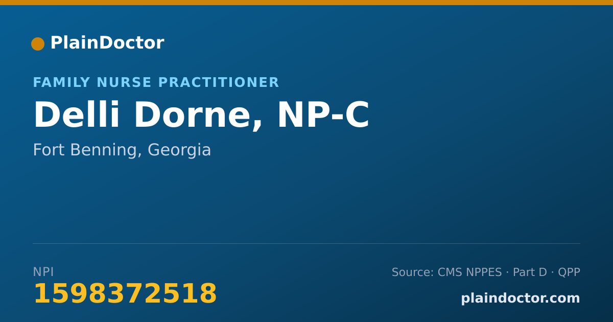Shareable card for Delli Dorne, NP-C - Family Nurse Practitioner, Fort Benning, GA