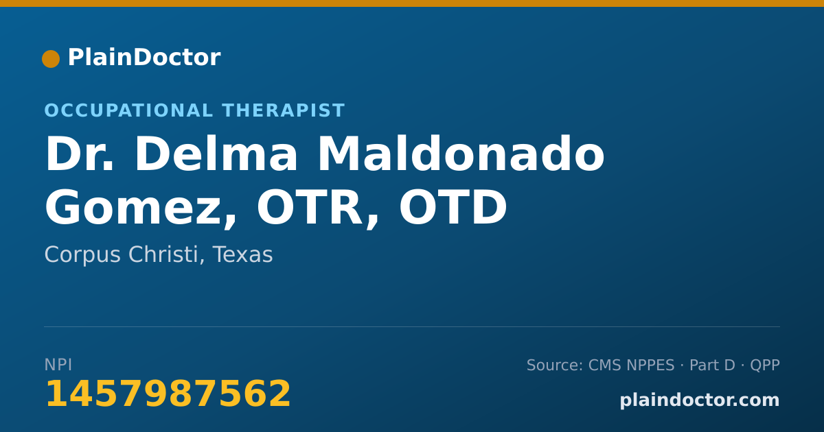 Shareable card for Delma Maldonado Gomez, OTR, OTD - Occupational Therapist, Corpus Christi, TX