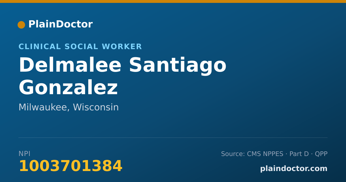 Shareable card for Delmalee Santiago Gonzalez - Social Worker, West Allis, WI