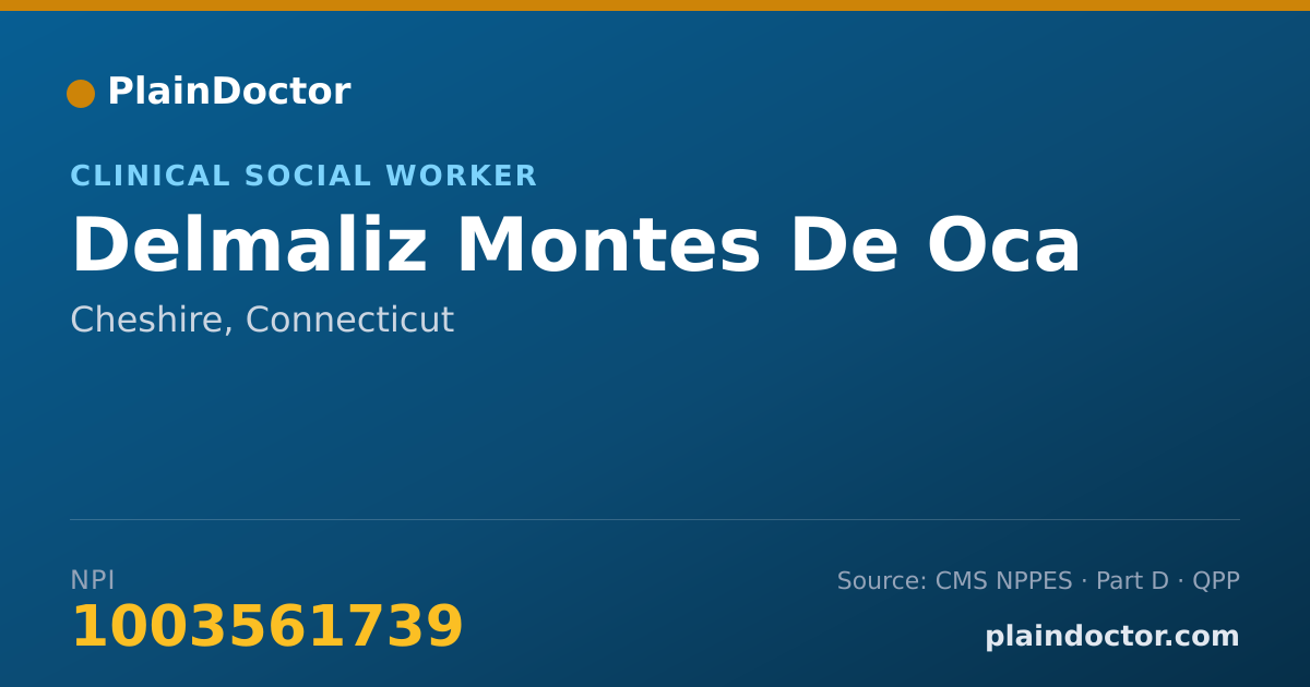 Shareable card for Delmaliz Montes De Oca - Clinical Social Worker, Cheshire, CT