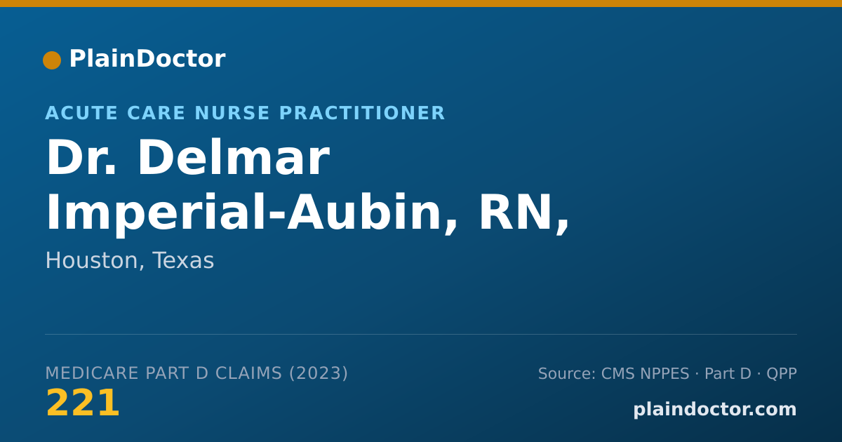 Shareable card for Delmar Imperial-Aubin, RN, MSN, ACNP-C,CCRN - Acute Care Nurse Practitioner, Houston, TX