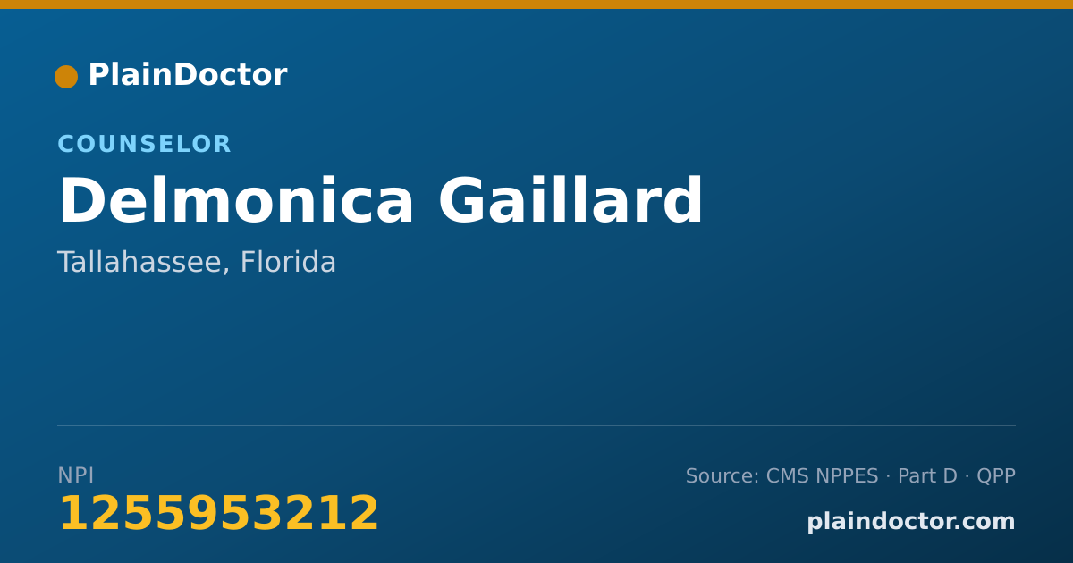Shareable card for Delmonica Gaillard - Counselor, Tallahassee, FL