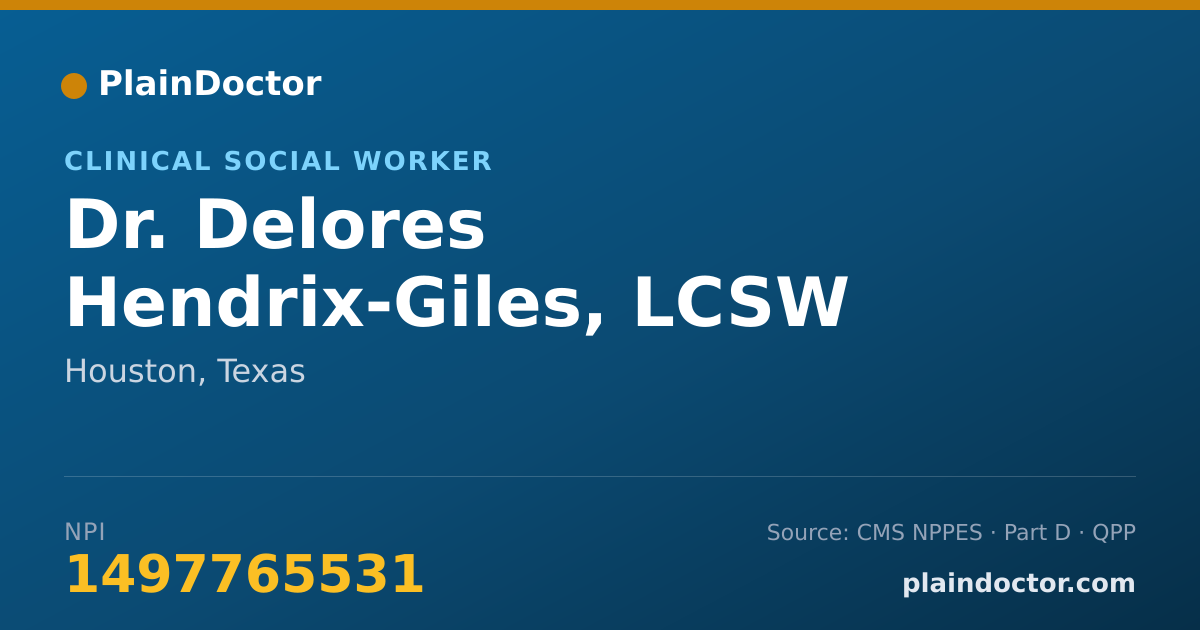 Shareable card for Delores Hendrix-Giles, LCSW - Clinical Social Worker, Houston, TX