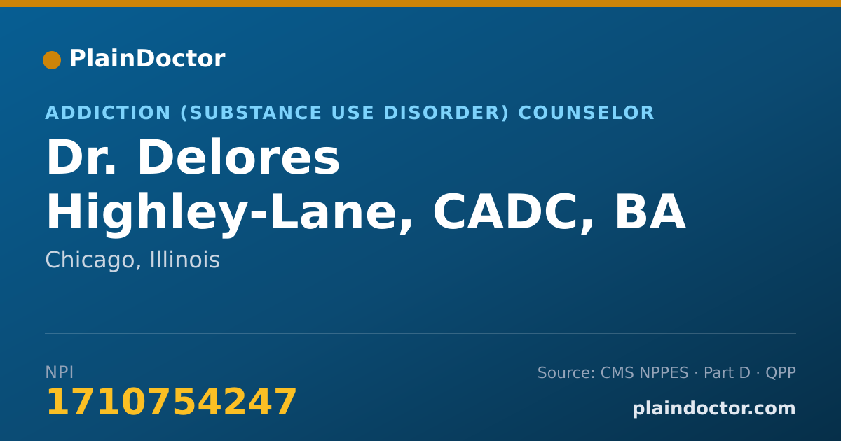 Shareable card for Delores Highley-Lane, CADC, BA - Addiction (Substance Use Disorder) Counselor, Chicago, IL