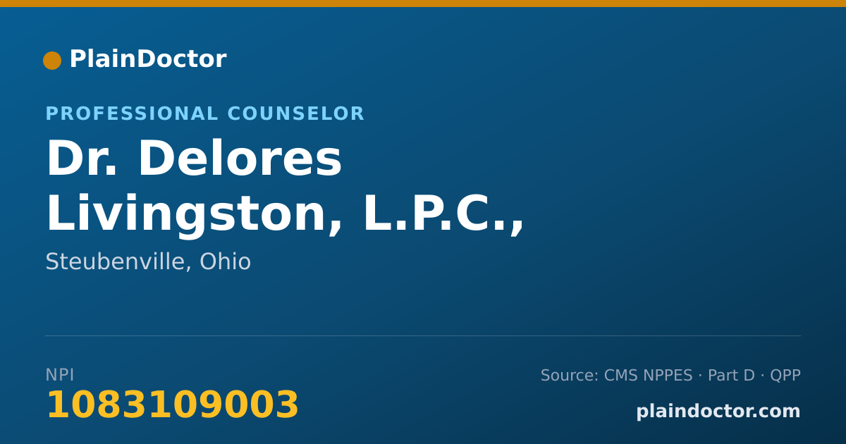 Shareable card for Delores Livingston, L.P.C., L.S.W - Professional Counselor, Steubenville, OH
