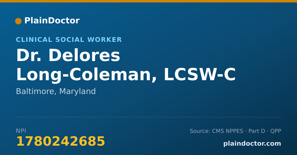 Shareable card for Delores Long-Coleman, LCSW-C - Clinical Social Worker, Baltimore, MD