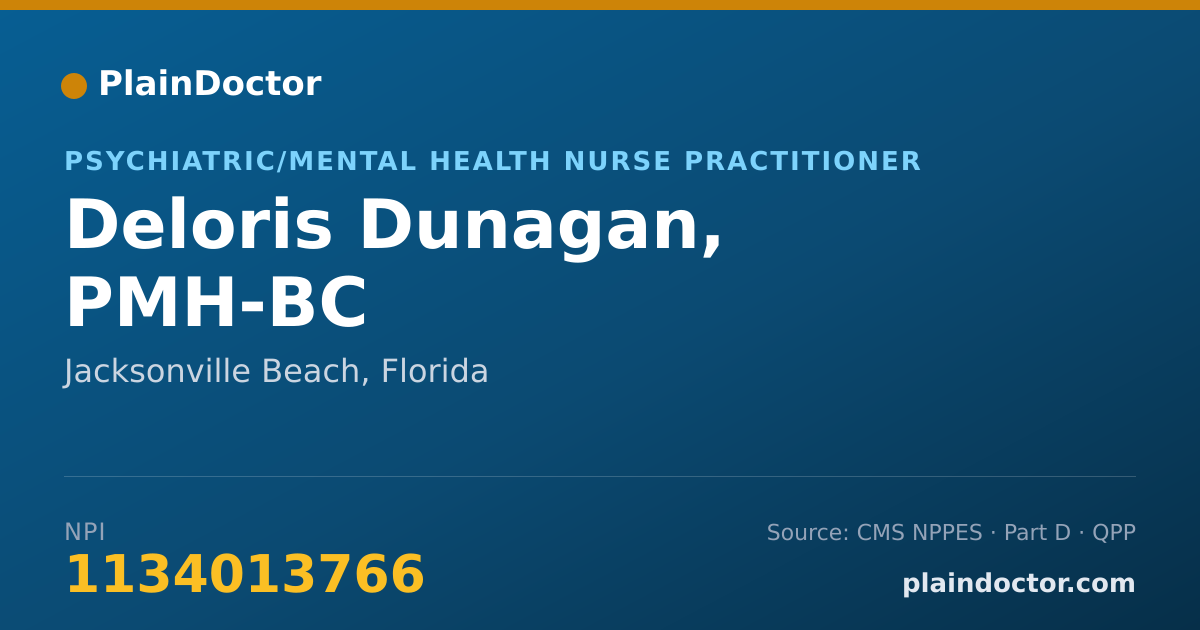 Shareable card for Deloris Dunagan, PMH-BC - Psychiatric/Mental Health Nurse Practitioner, Jacksonville Beach, FL