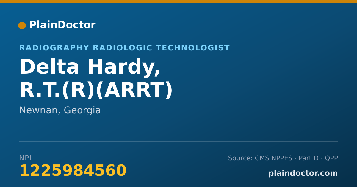 Shareable card for Delta Hardy, R.T.(R)(ARRT) - Radiography Radiologic Technologist, Newnan, GA