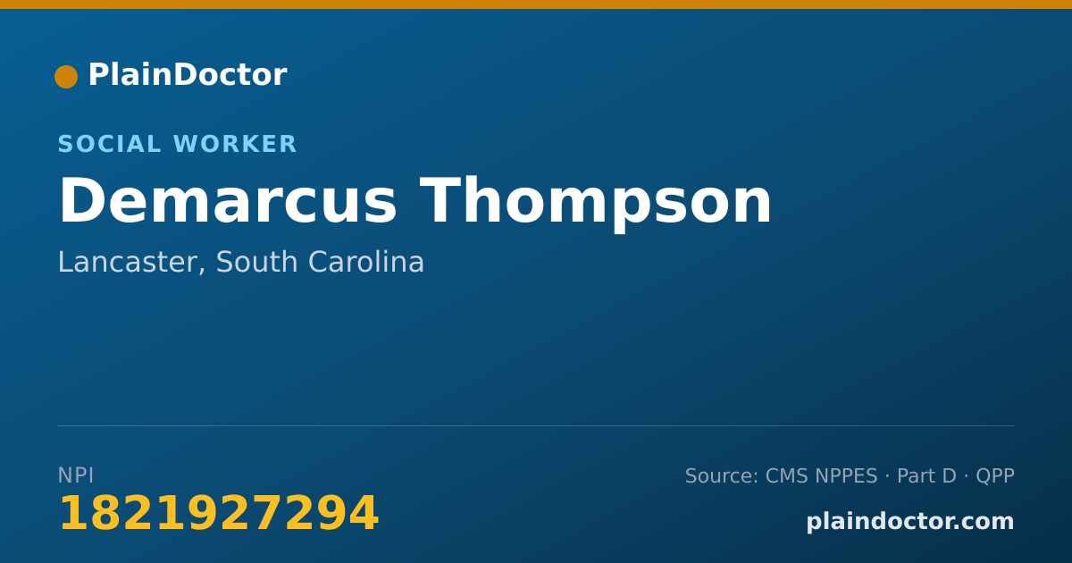 Shareable card for Demarcus Thompson - Social Worker, Lancaster, SC