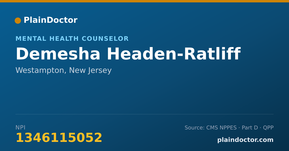Shareable card for Demesha Headen-Ratliff - Mental Health Counselor, Westampton, NJ