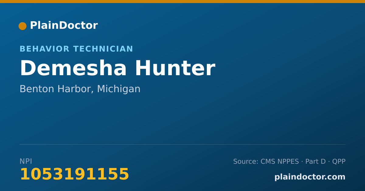 Shareable card for Demesha Hunter - Behavior Technician, Benton Harbor, MI
