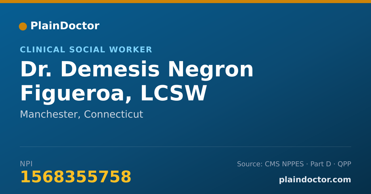 Shareable card for Demesis Negron Figueroa, LCSW - Clinical Social Worker, Manchester, CT