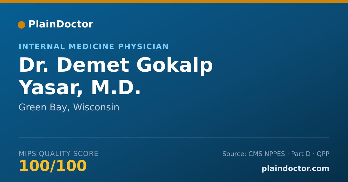 Shareable card for Demet Gokalp Yasar, M.D. - Internal Medicine Physician, Green Bay, WI