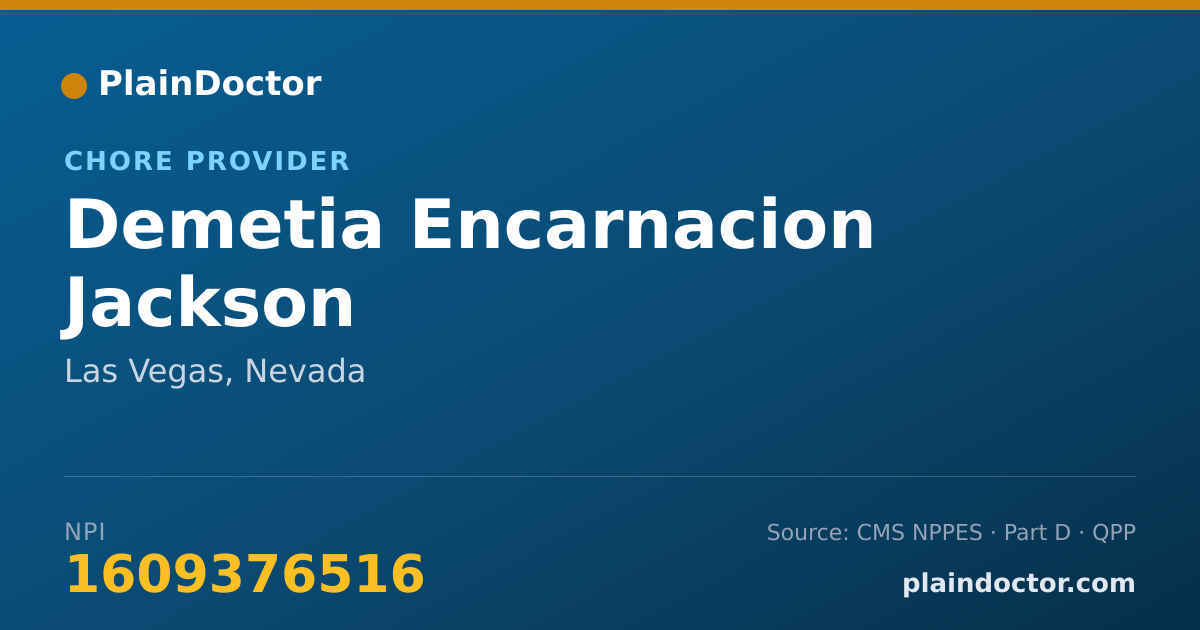 Shareable card for Demetia Encarnacion Jackson - Chore Provider, Las Vegas, NV