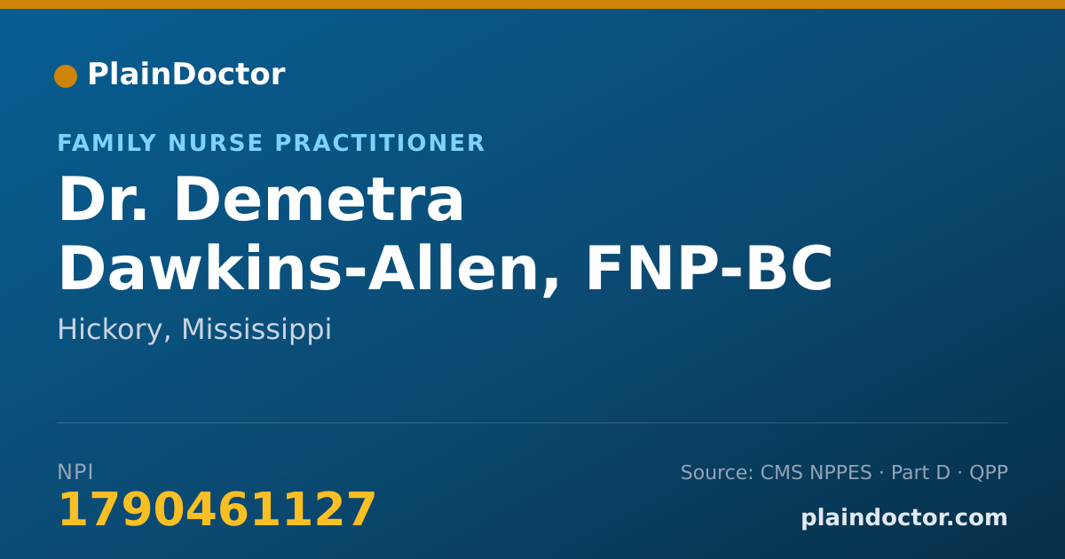 Shareable card for Demetra Dawkins-Allen, FNP-BC - Family Nurse Practitioner, Hickory, MS