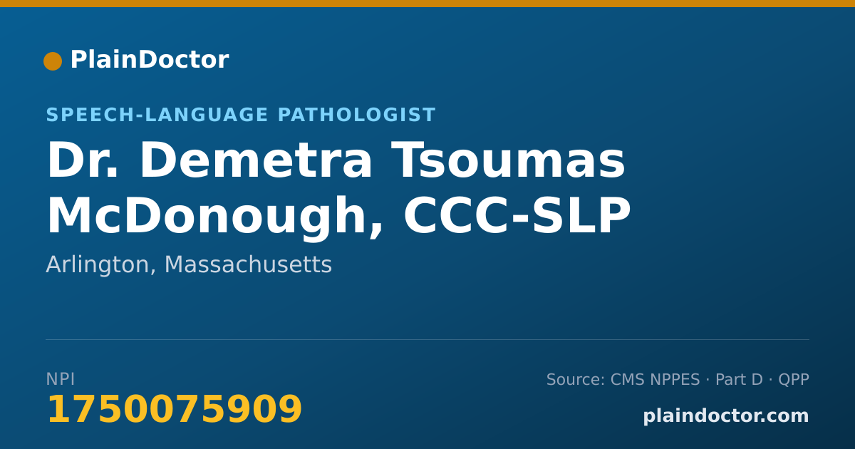 Shareable card for Demetra Tsoumas McDonough, CCC-SLP - Speech-Language Pathologist, Arlington, MA