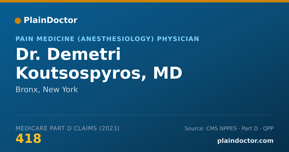 Shareable card for Demetri Koutsospyros, MD - Pain Medicine (Anesthesiology) Physician, Bronx, NY