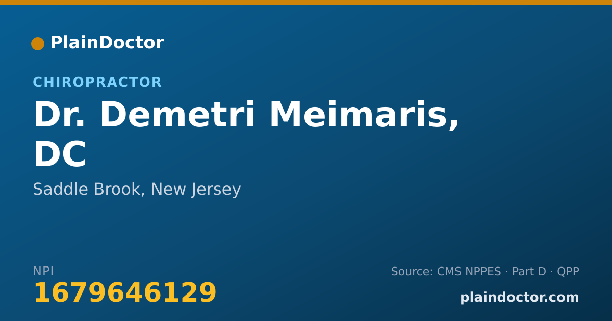 Shareable card for Demetri Meimaris, DC - Chiropractor, Saddle Brook, NJ