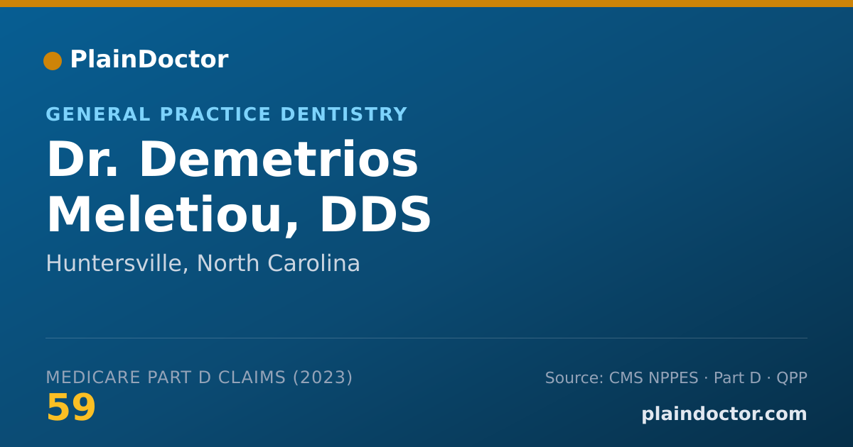 Shareable card for Demetrios Meletiou, DDS - General Practice Dentistry, Huntersville, NC