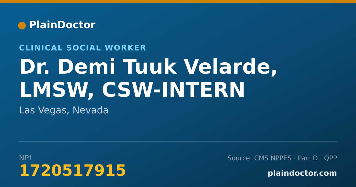 Shareable card for Demi Tuuk Velarde, LMSW, CSW-INTERN - Clinical Social Worker, Las Vegas, NV