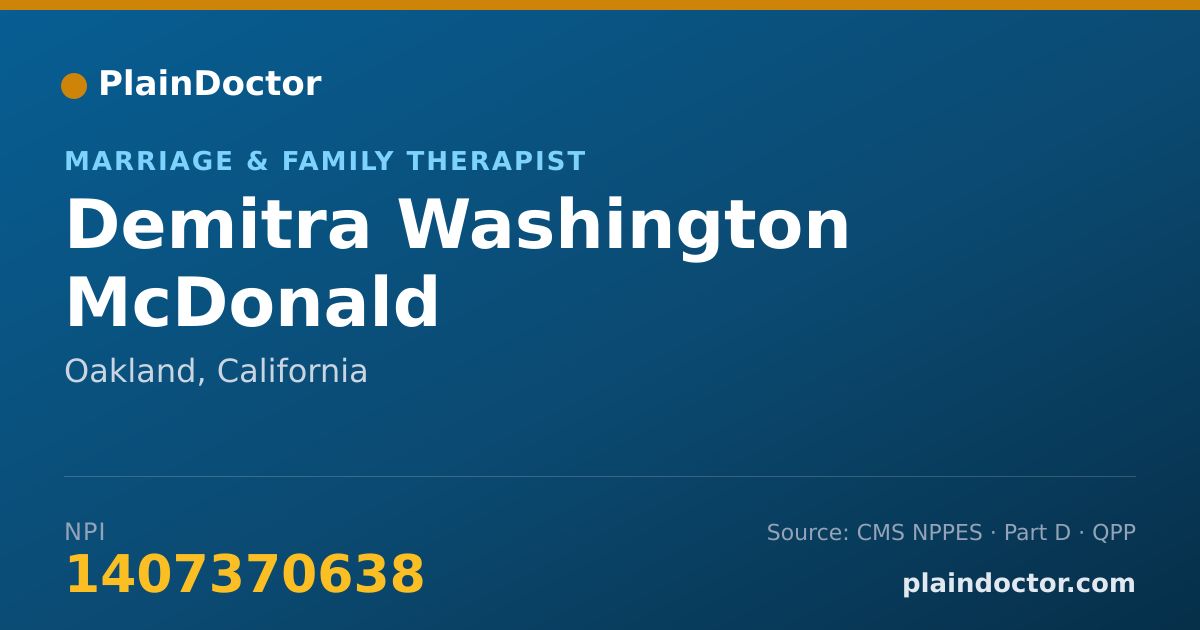 Shareable card for Demitra Washington McDonald - Marriage & Family Therapist, Oakland, CA