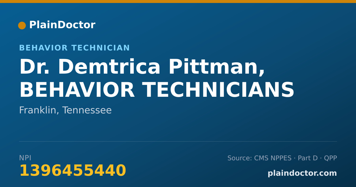 Shareable card for Demtrica Pittman, BEHAVIOR TECHNICIANS - Behavior Technician, Franklin, TN