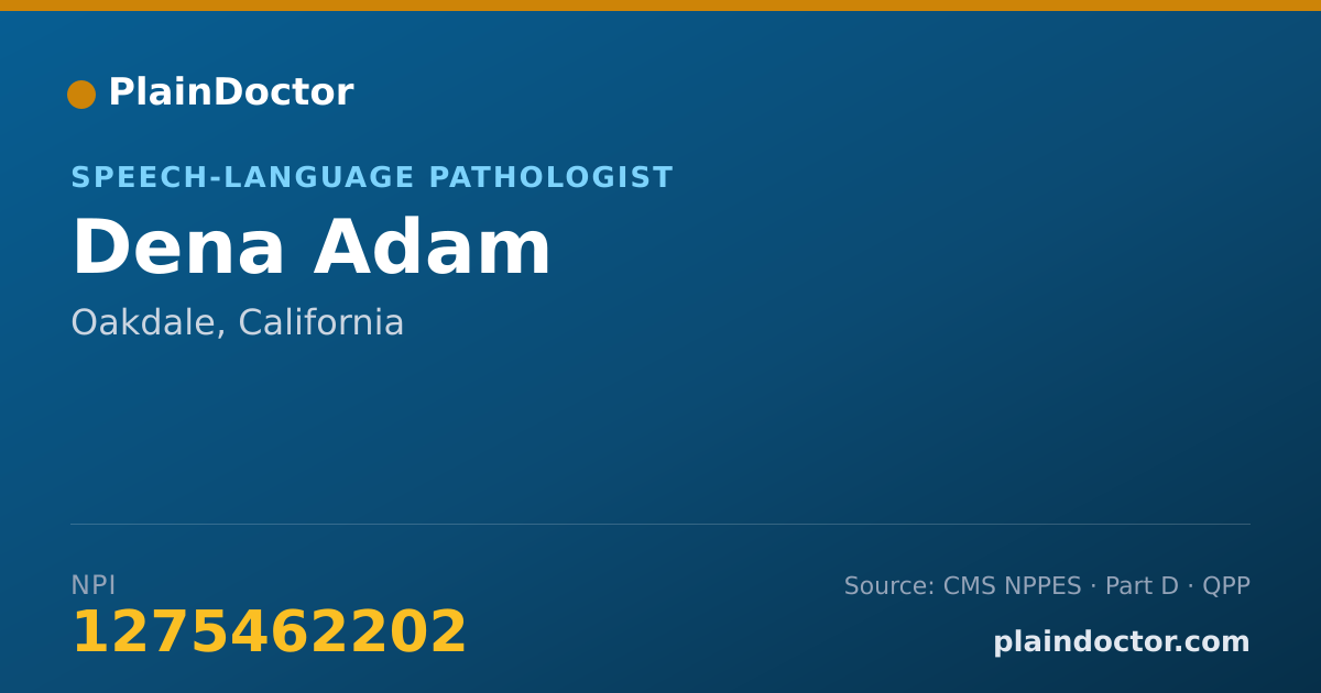 Shareable card for Dena Adam - Speech-Language Pathologist, Oakdale, CA