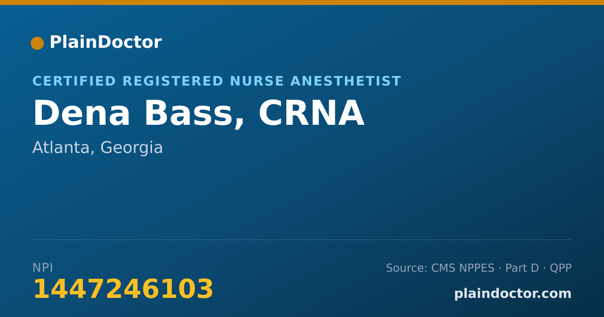 Shareable card for Dena Bass, CRNA - Certified Registered Nurse Anesthetist, Atlanta, GA